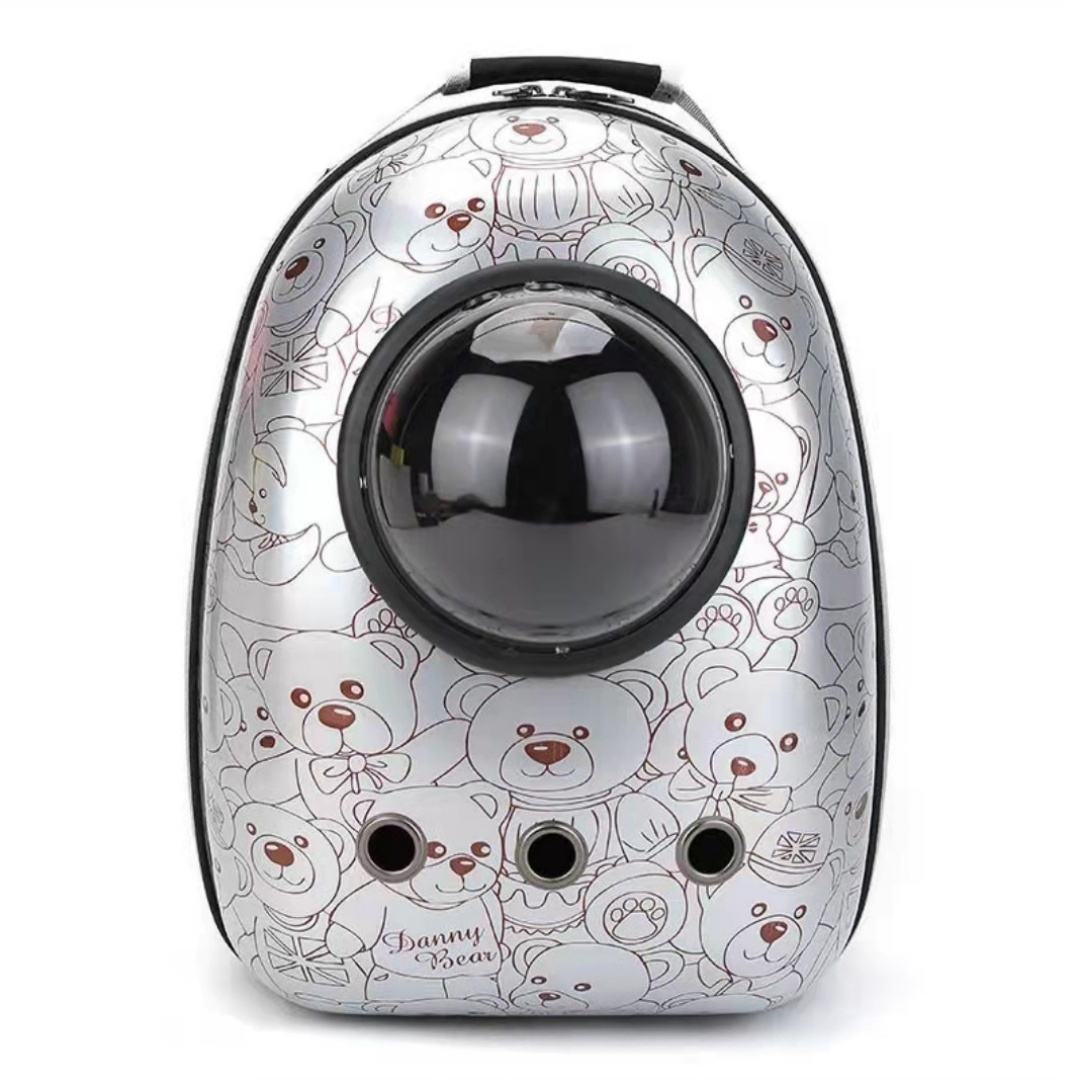 Unique Portable PU Zipper Cat & Puppy Pet Carrier Backpack with Space Capsule Bubble Design - Image 2