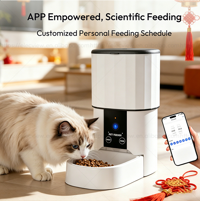 Elecpet OEM 4L Plastic Pet Perfect Automated Food Dispenser 360° Freshness Lock Tuya Contral Comedero De Mascotas Automatico - Image 3