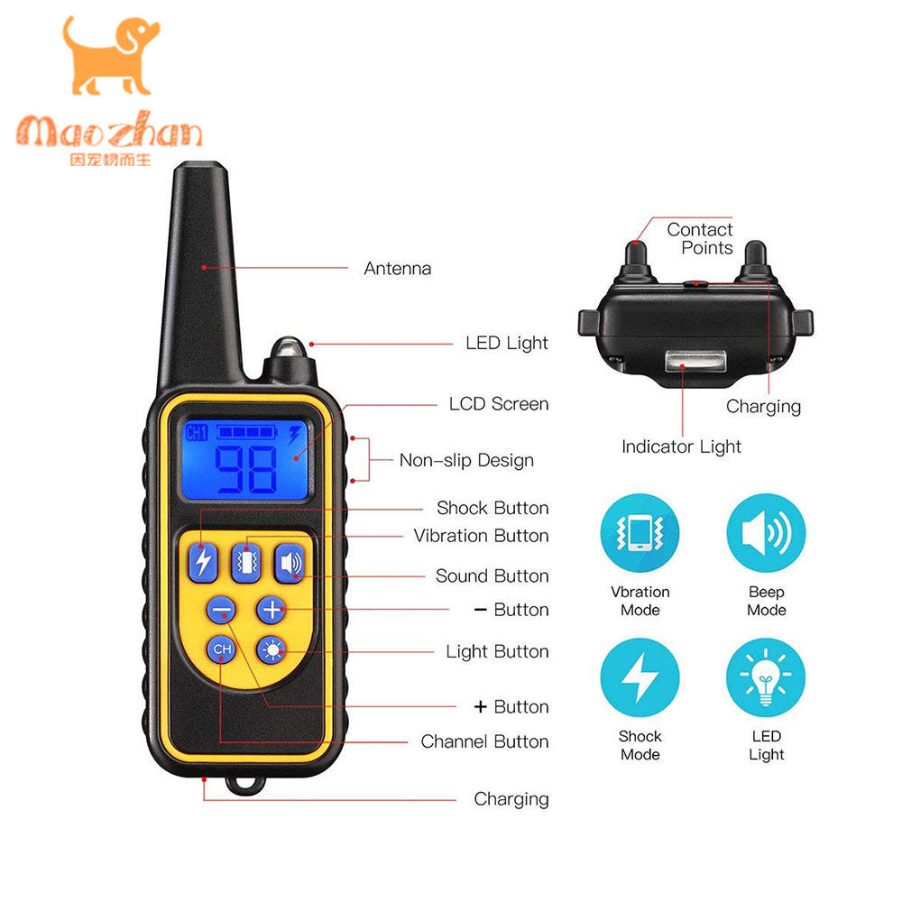 Hot Rechargeable and Rainproof Pet Training Device Remote Dog Bark Electric Training Collar - Image 3